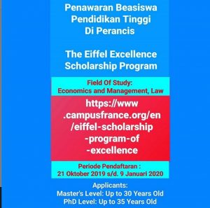 Penawaran Beasiswa Pendidikan Tinggi di Perancis