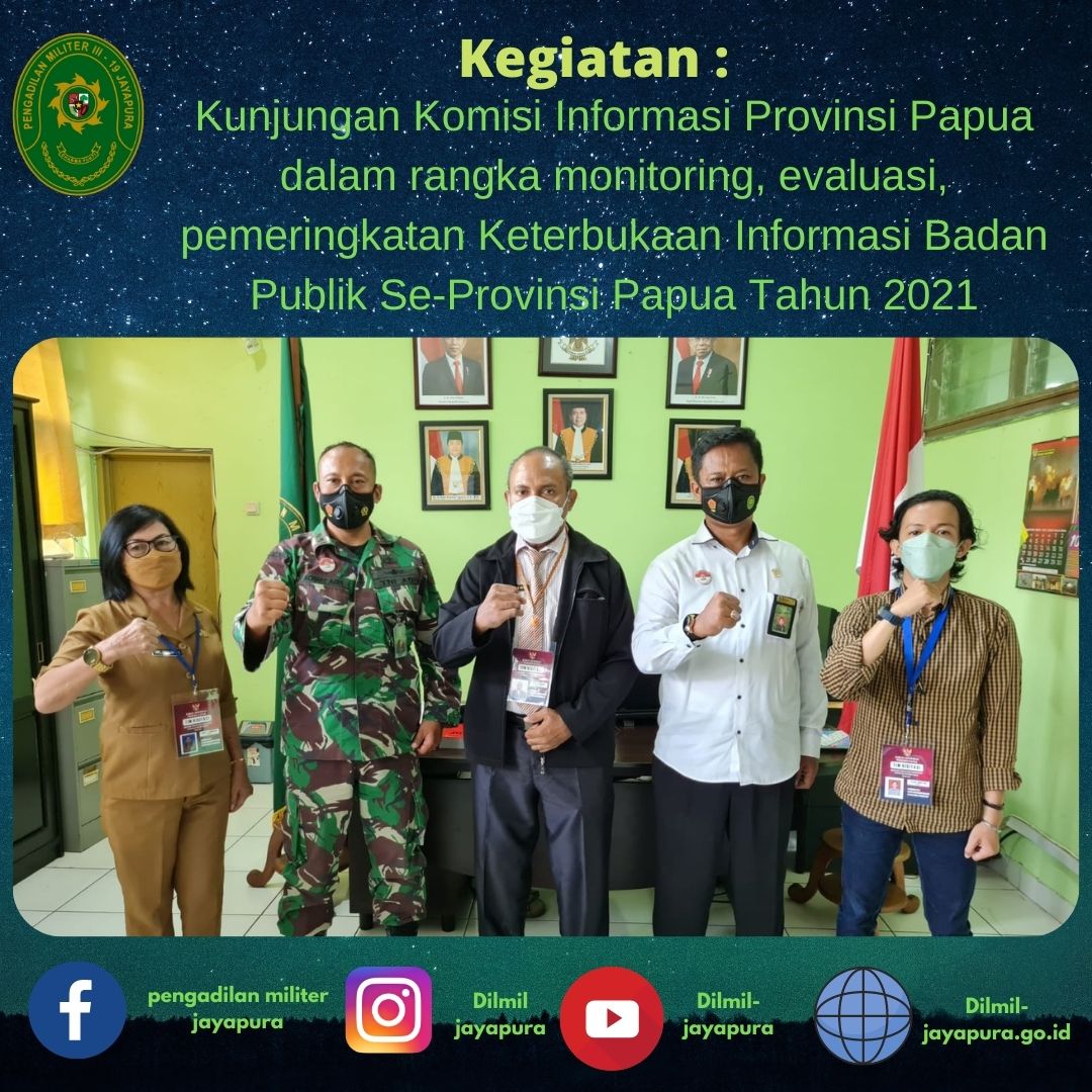 Kunjungan Komisi Informasi Provinsi Papua Dalam Rangka Monitoring, Evaluasi, serta Pemeringkatan Keterbukaan Informasi Badan Publik Se-Provinsi Papua Tahun 2021