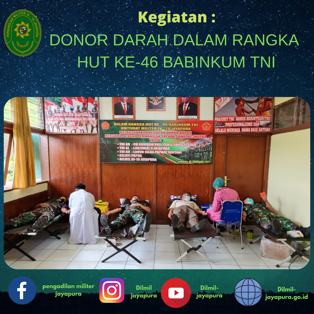 Kegiatan Donor Darah Dalam Rangka HUT ke-46 BABINKUM TNI