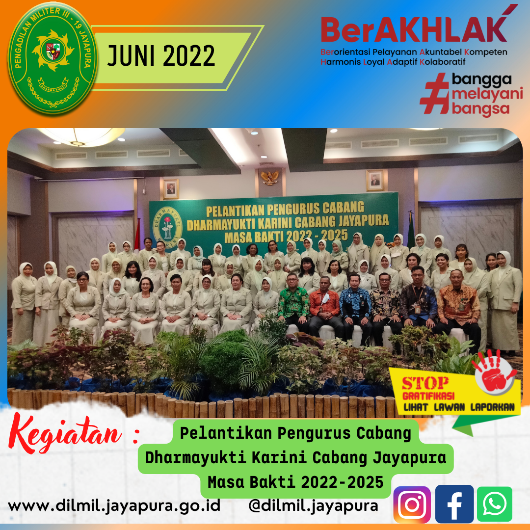 Pelantikan Pengurus Cabang Dharmayukti Karini Cabang Jayapura Masa Bakti 2022-2025